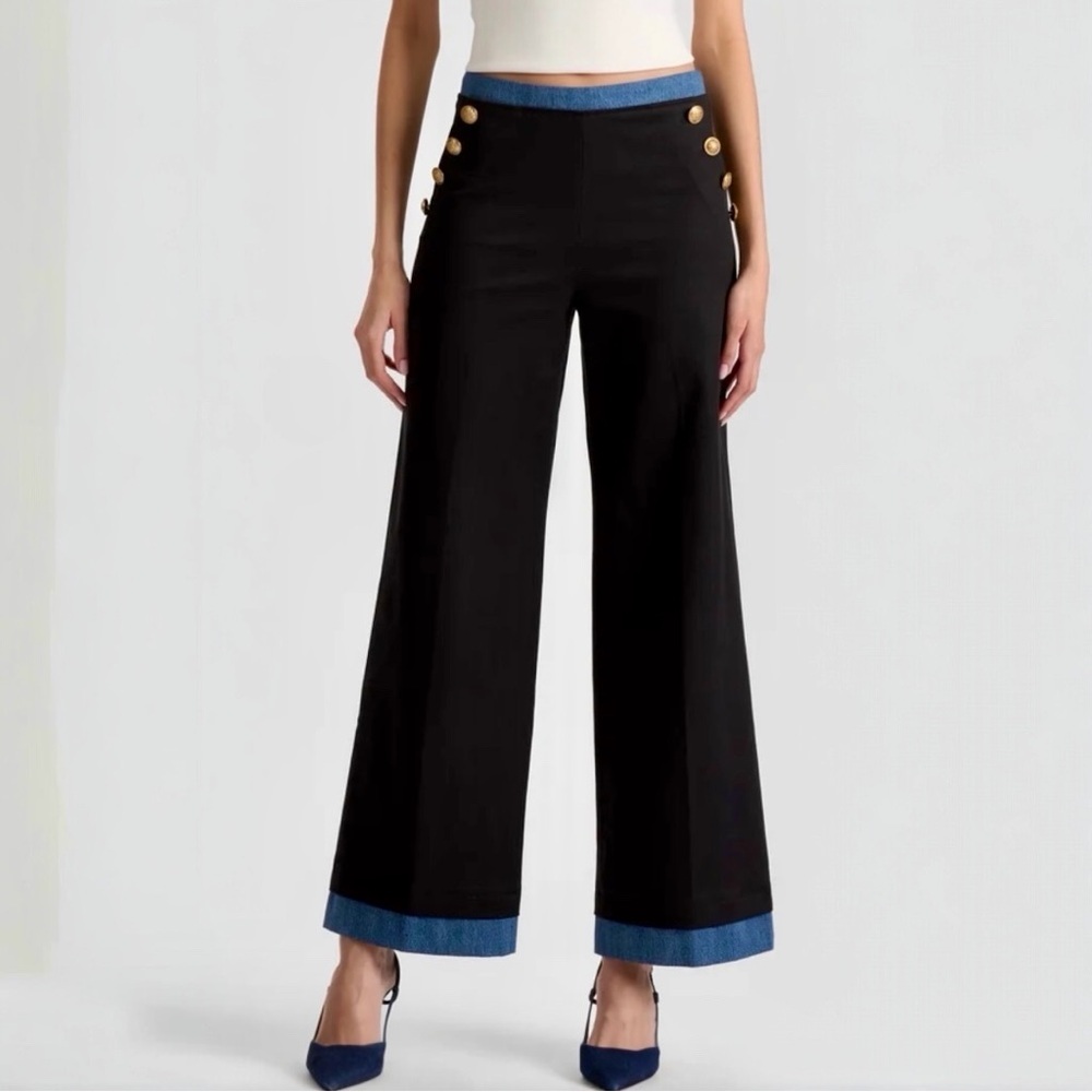 Alice + Olivia Narin Button Front Women’s Nautical Inspired Jeans Trouser Pant - Picture 5 of 10